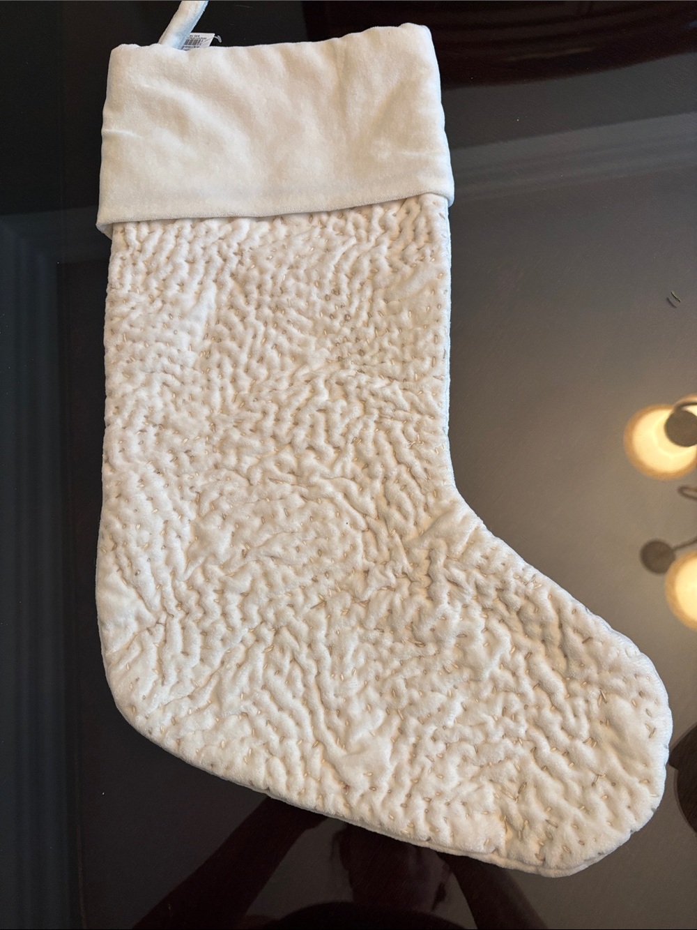 Pottery Barn Cream Quilted Holiday Stocking